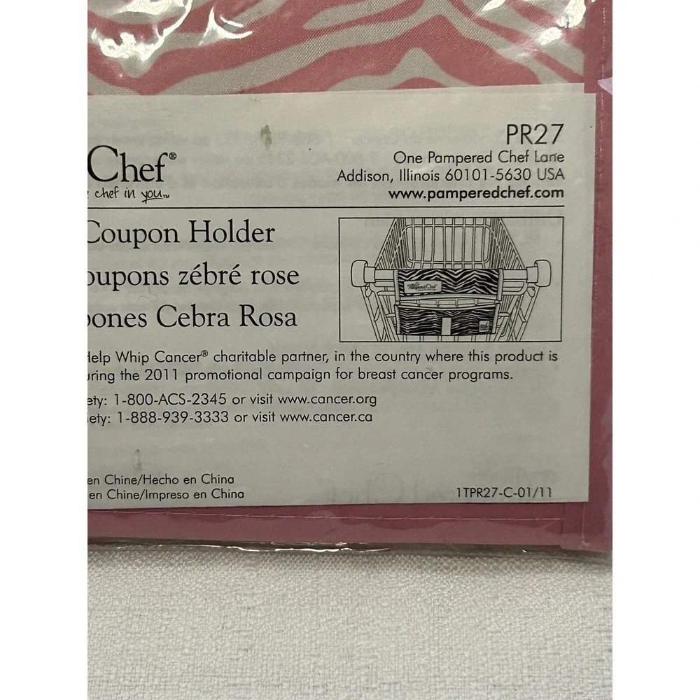 Pampered Chef Pink Zebra Print Coupon Holder New PR27‎